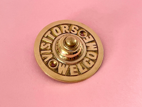 BESØK - Welcome Visitor Brass Doorbell