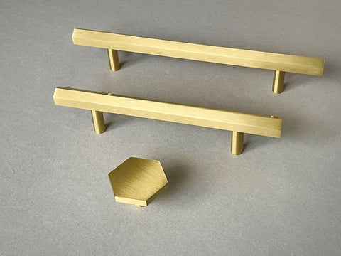 UNNI - Hexagonal Brass Cabinet Handle